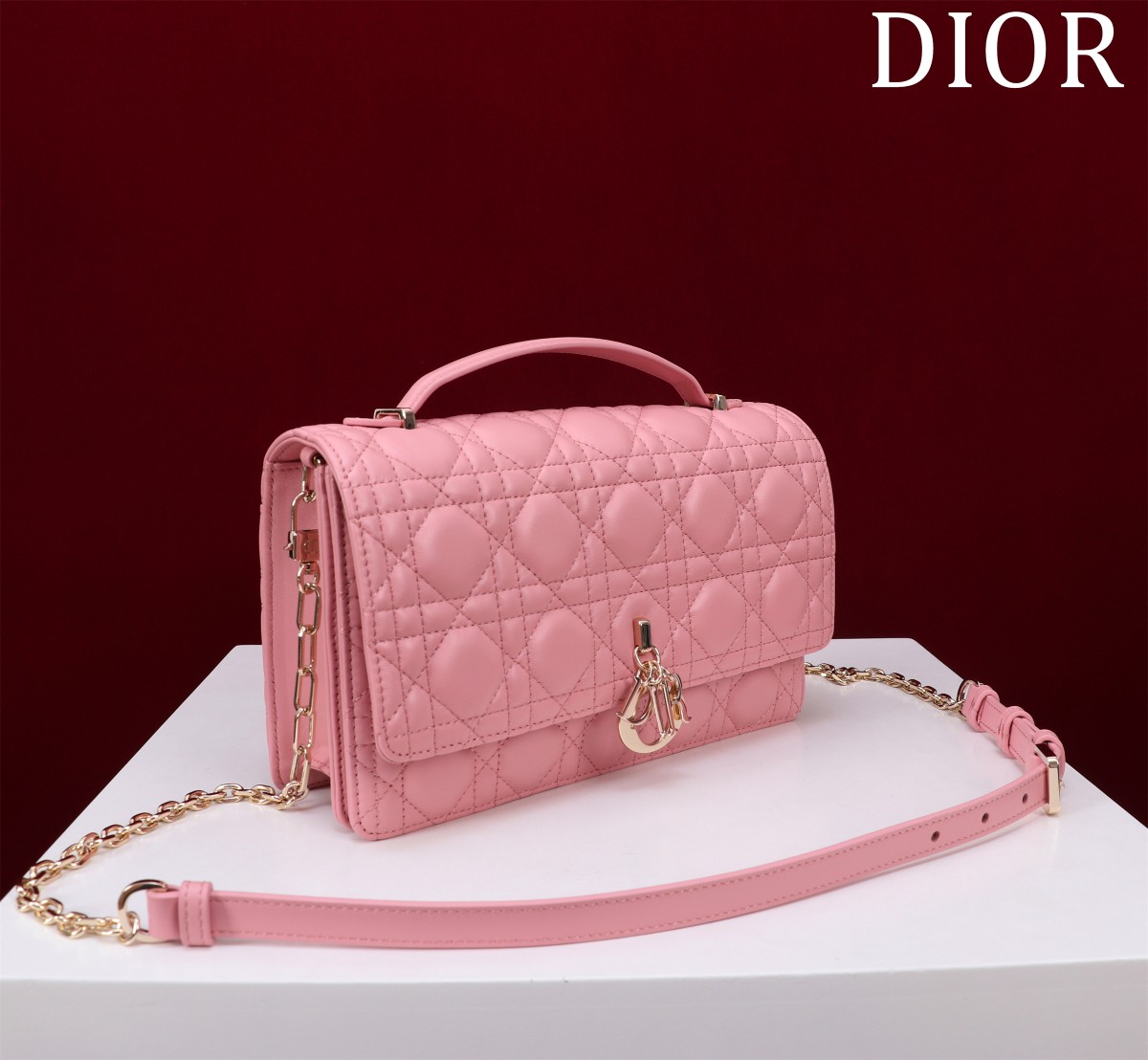 My Dior Top Handle Bag Pink Cannage Lambskin